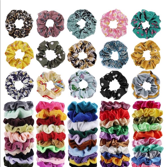 Hair Scrunchies, Set of 5 pcs random color - Picture 1 of 4